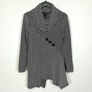 Ali Miles Asymmetrical Tunic Top Women’s Size M Cowl Neck Button Accent Crinkle